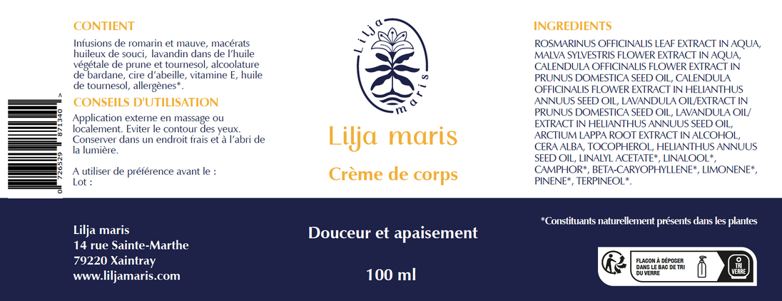 Crème de corps Douceur et apaisement