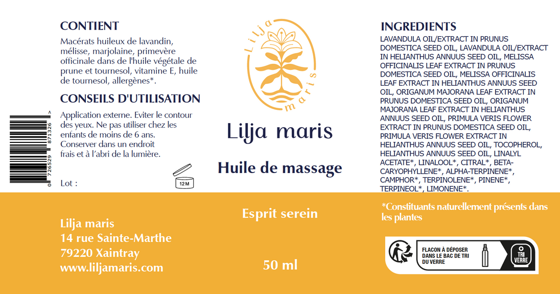 Huile de massage Esprit serein