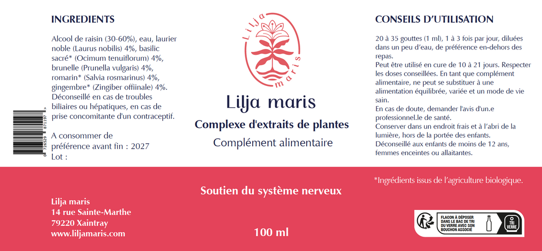 Extrait de plantes Soutien du système nerveux