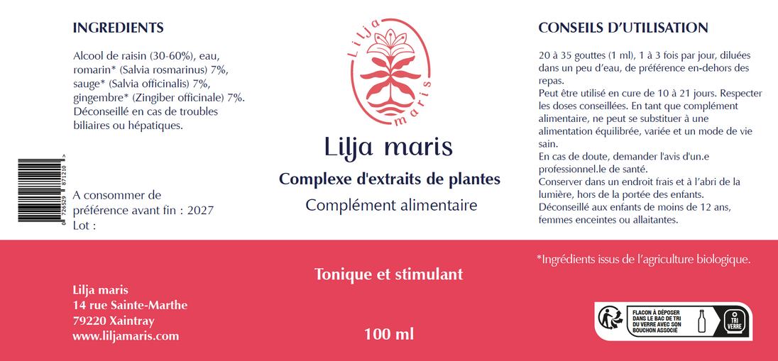 Extrait de plantes Tonique et stimulant